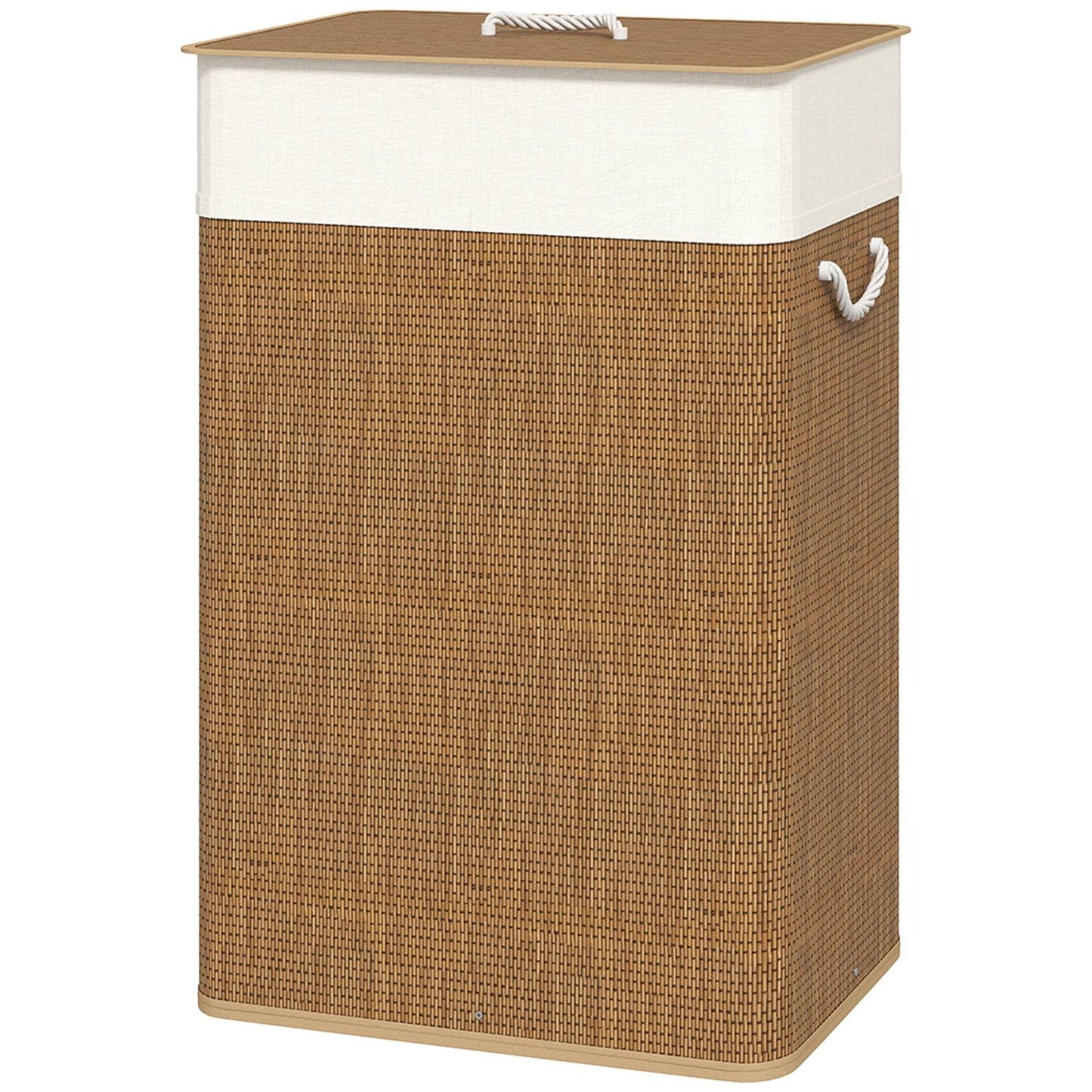 Bamboo Laundry Basket with Lid, 72L Capacity, Brown