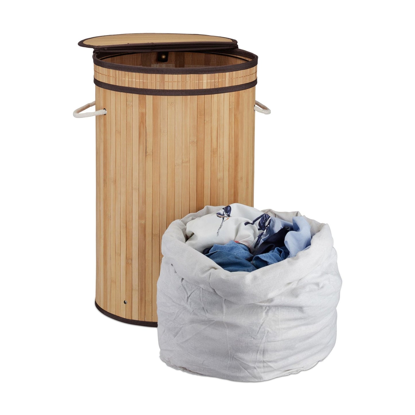 Bamboo laundry basket with lid