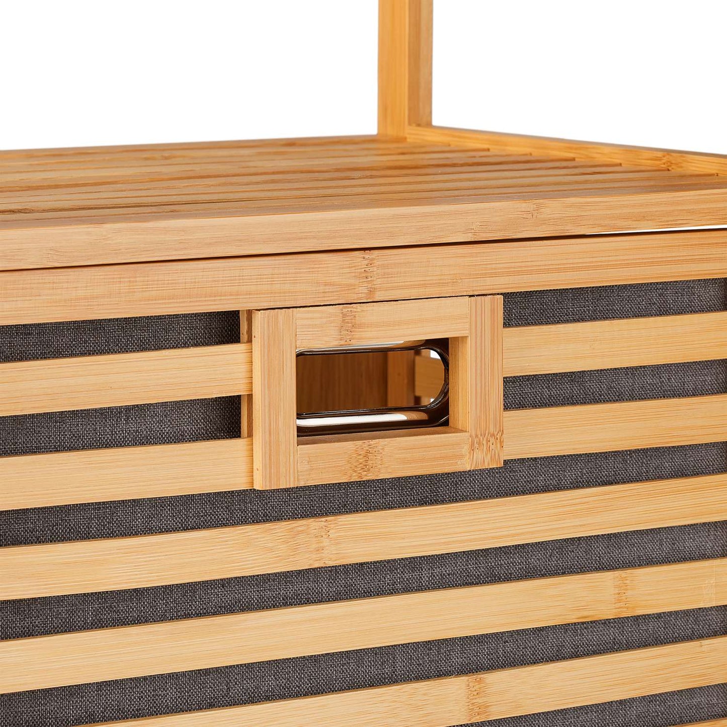 Bamboo laundry hamper with shelf