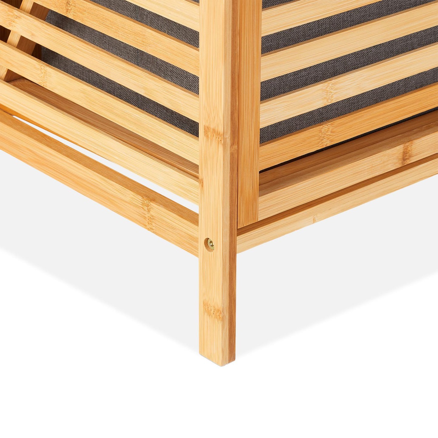 Bamboo laundry hamper with shelf