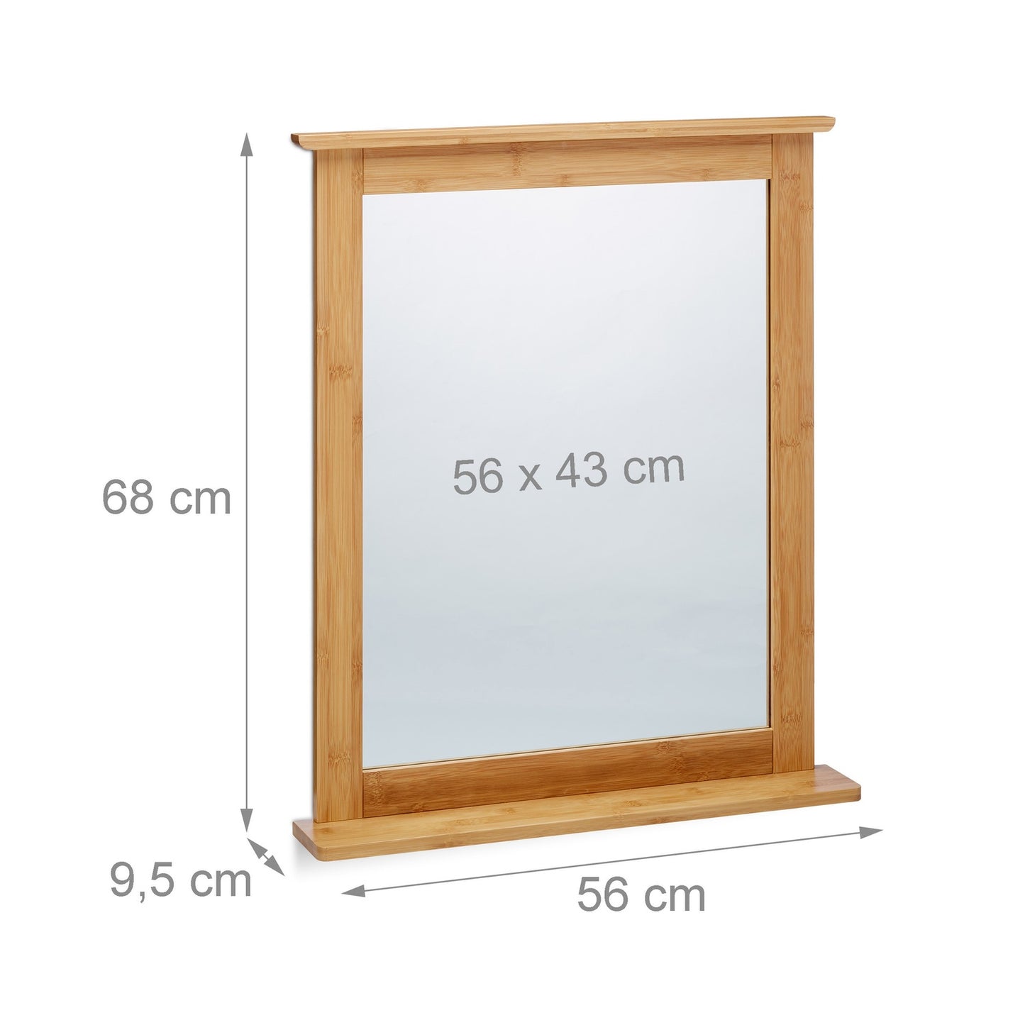Bamboo mirror with shelf