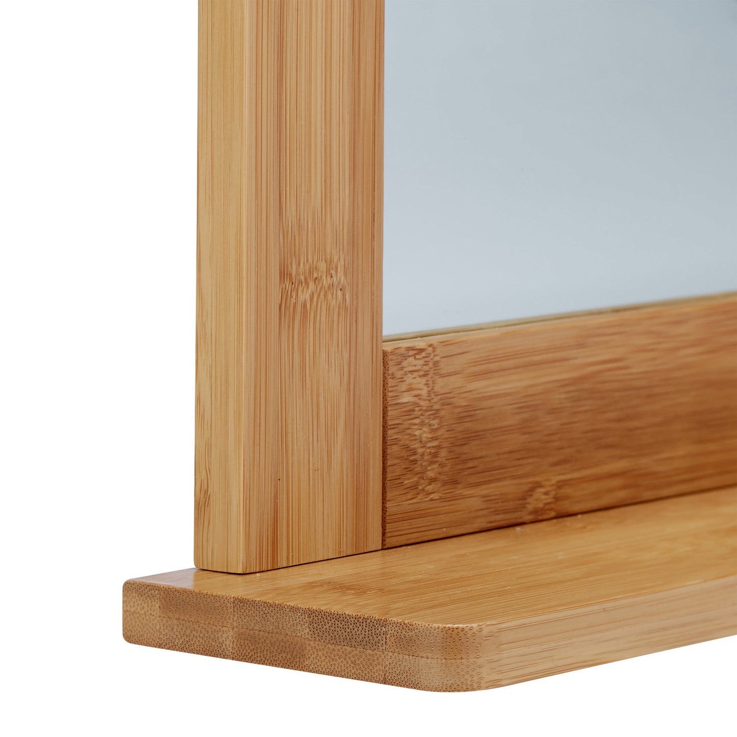 Bamboo mirror with shelf