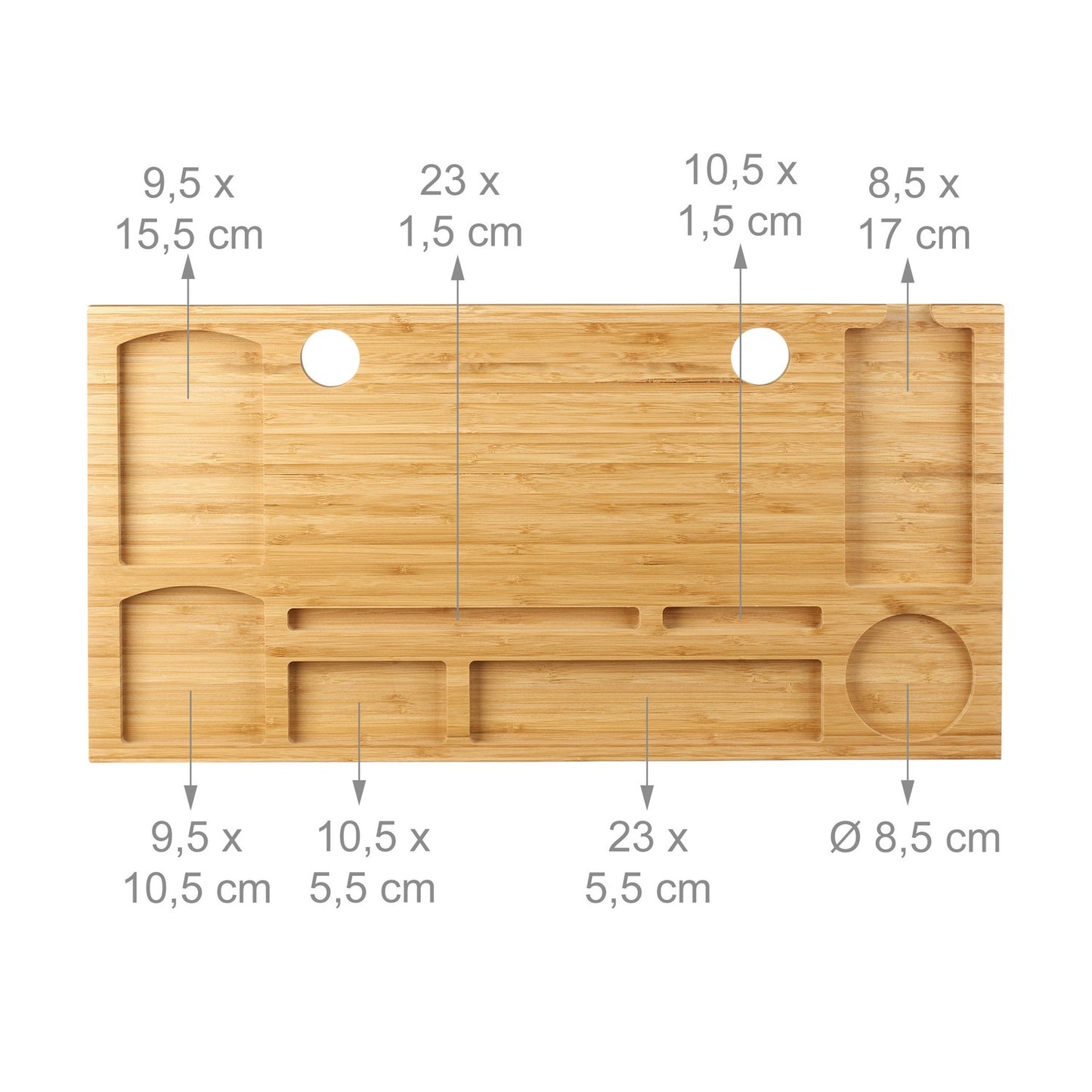Bamboo monitor stand with 8 compartments