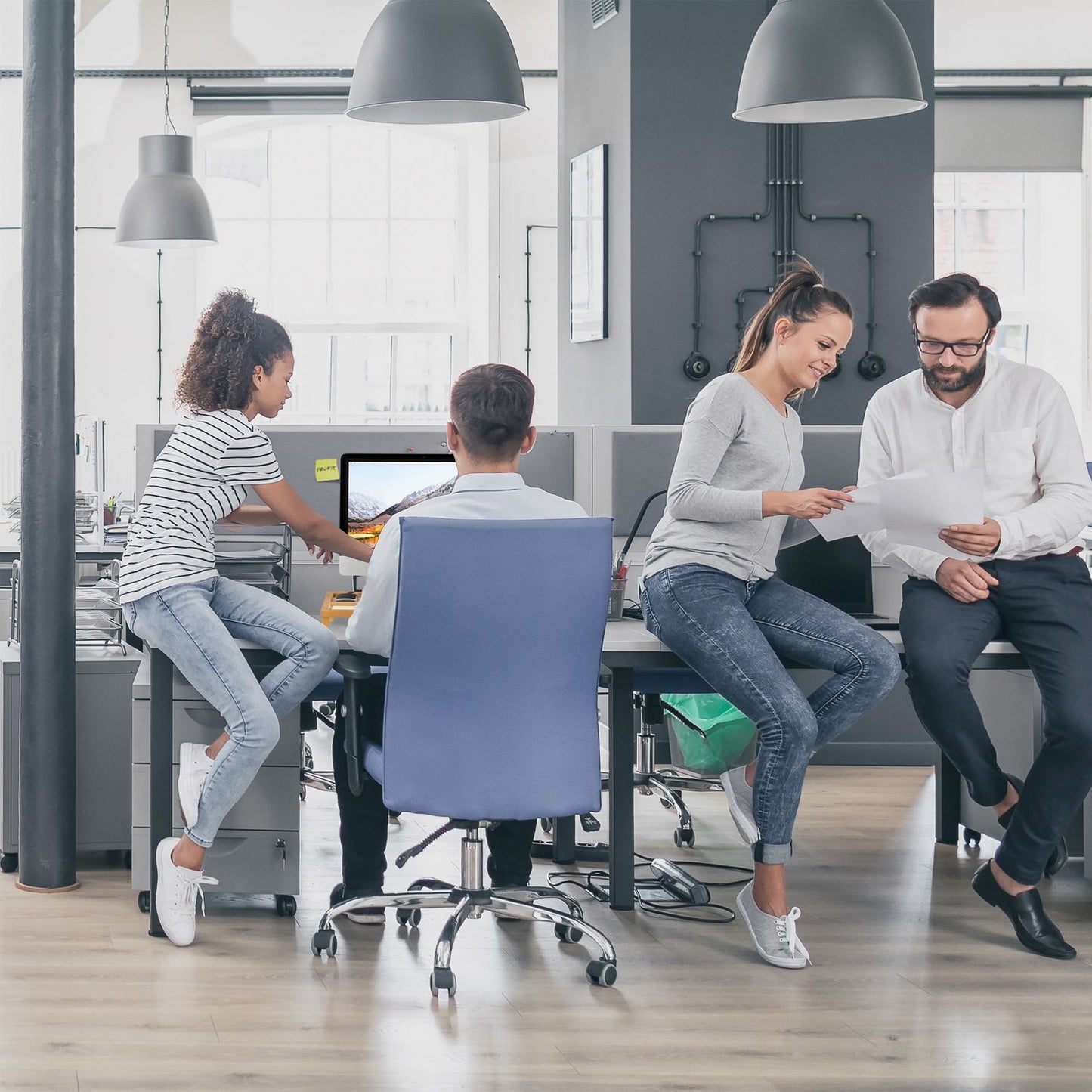 Bamboo monitor stand with 8 compartments