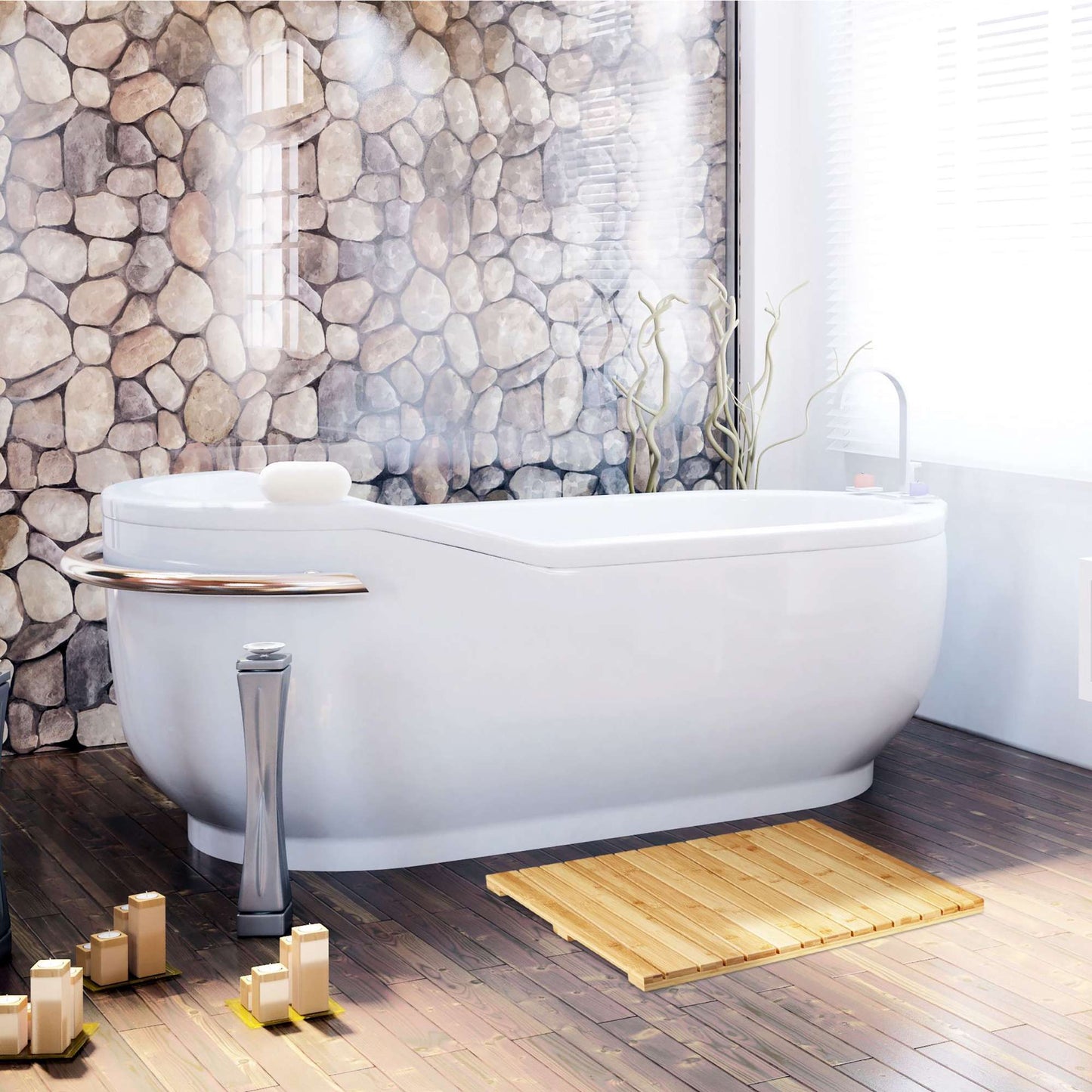 Bamboo rug for bathroom
