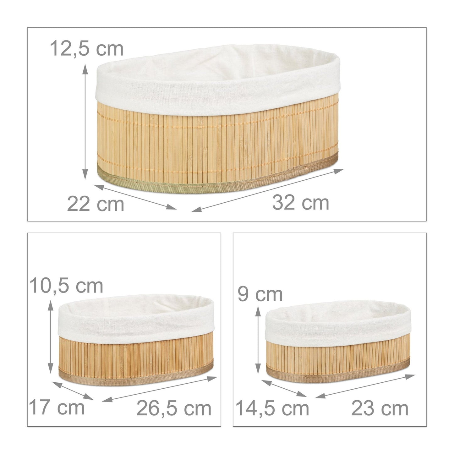 Bamboo shelf basket in three parts
