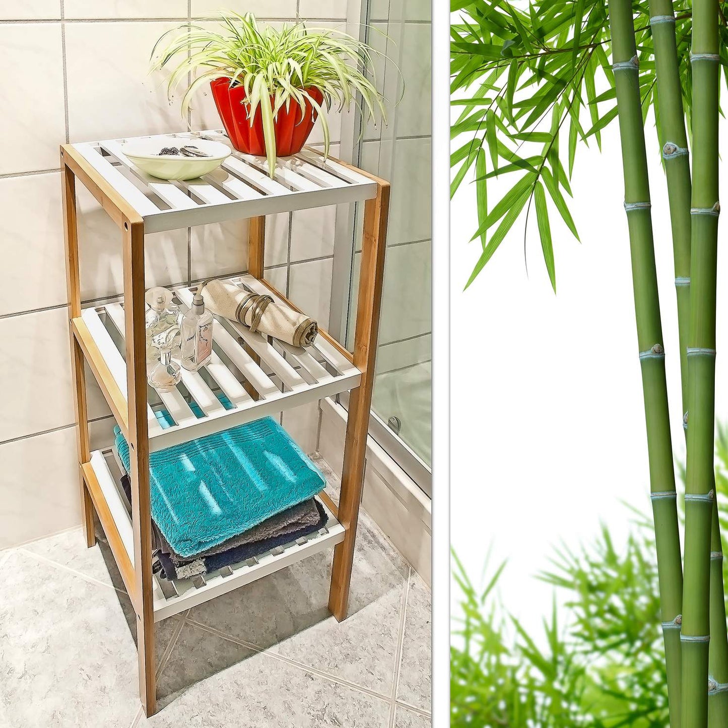Bamboo shelf with 3 shelves