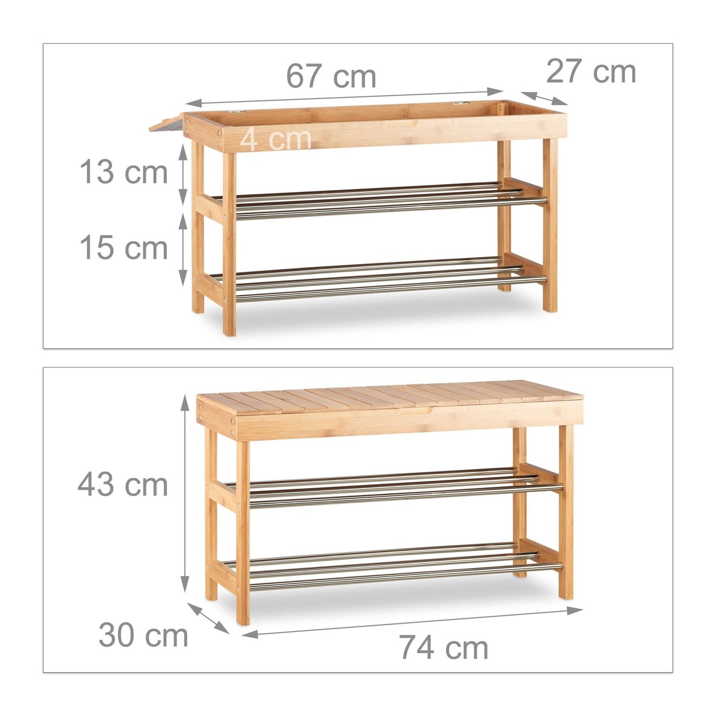 Bamboo shoe rack with seat