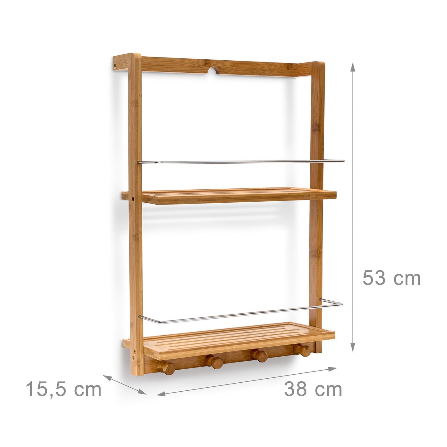 Bamboo shower shelf with 2 shelves
