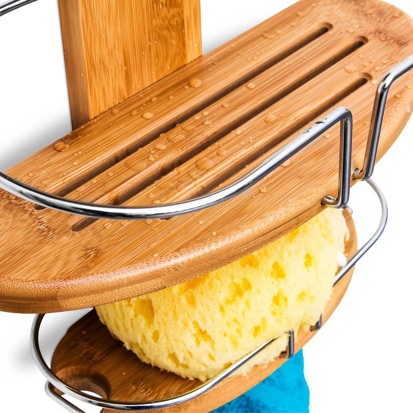 Bamboo shower shelf with 3 shelves