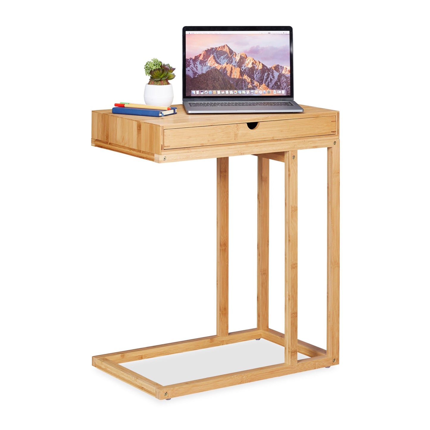 Bamboo side table with drawer