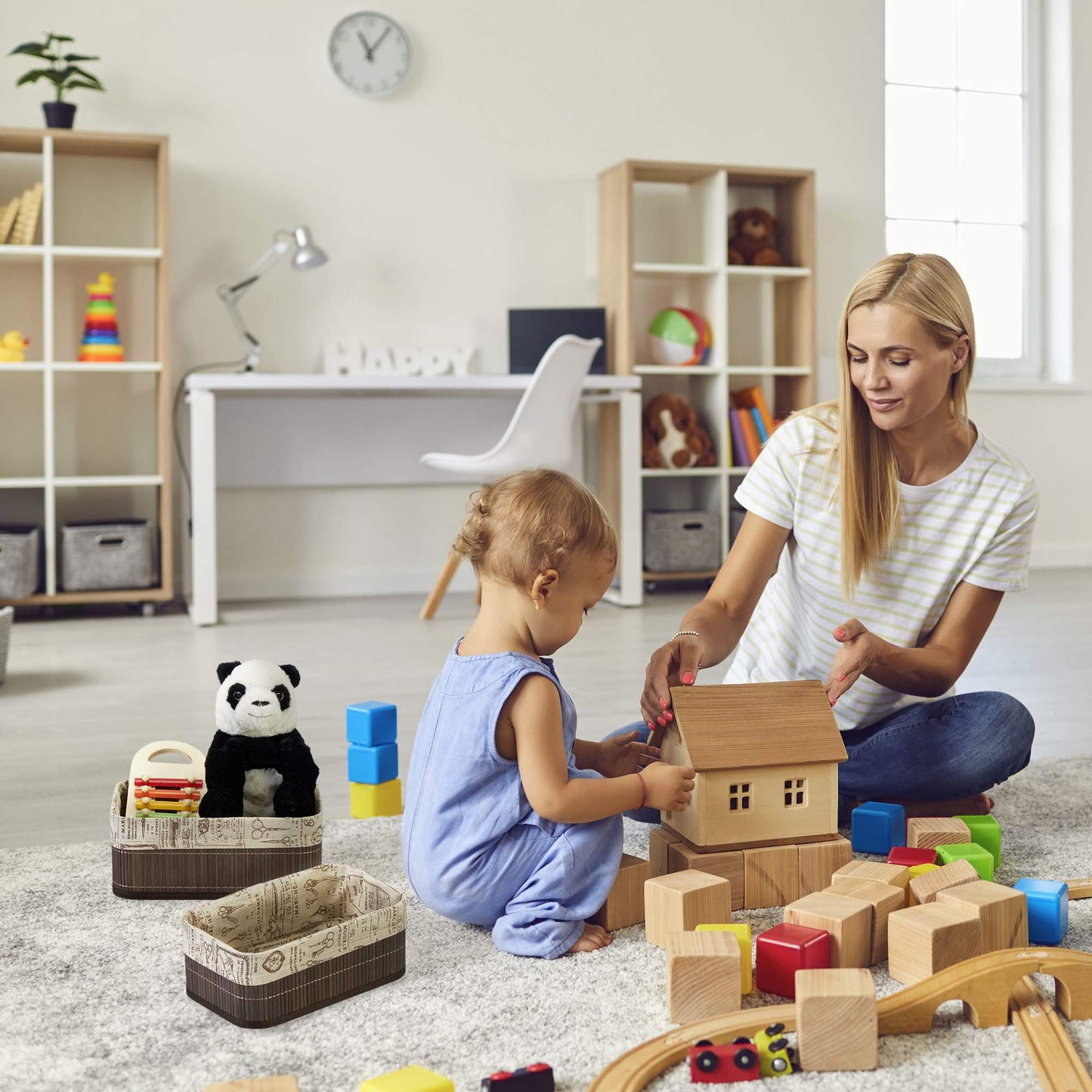 Bamboo storage basket - set of 3