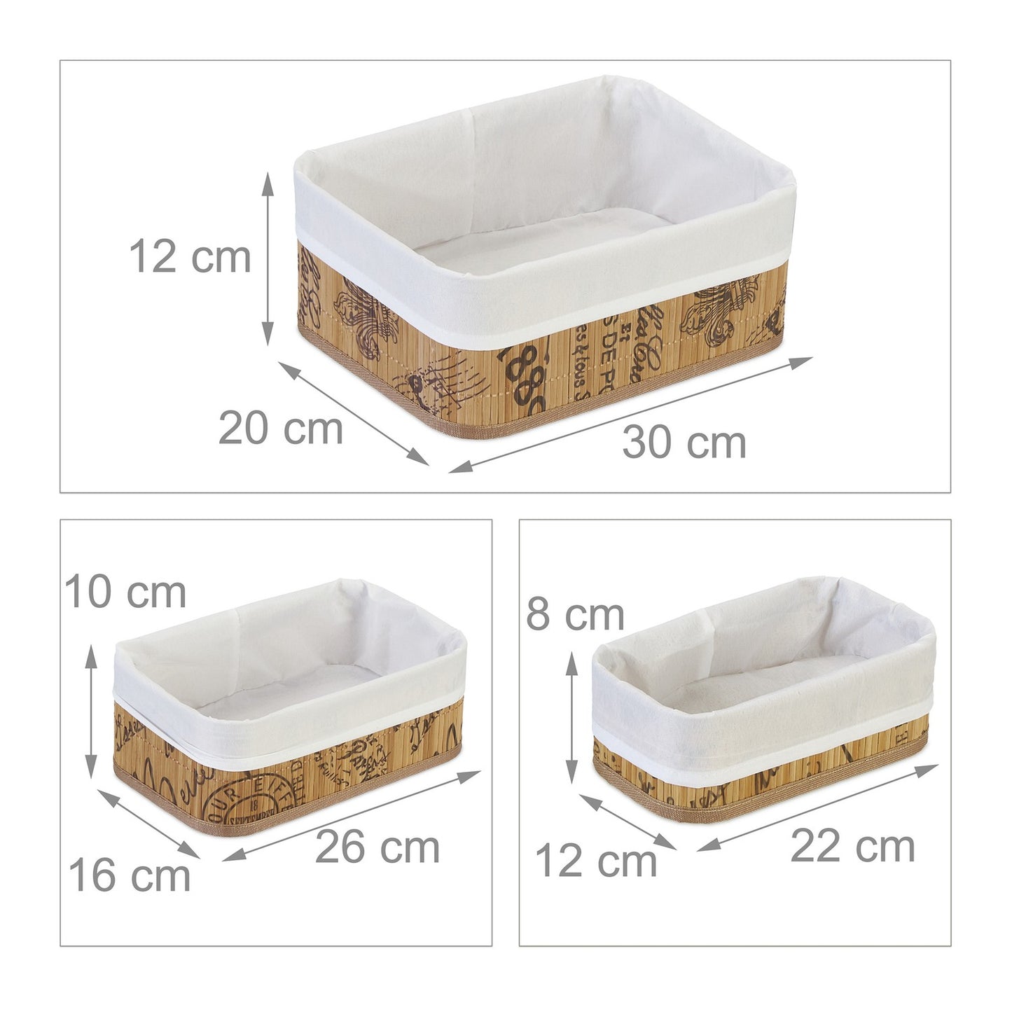 Bamboo storage basket - set of 3
