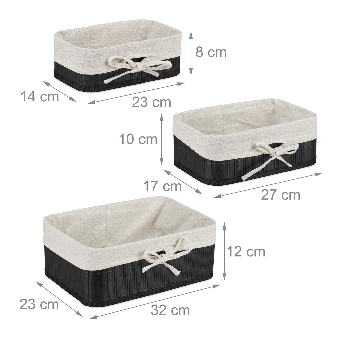 Bamboo storage baskets set of 3