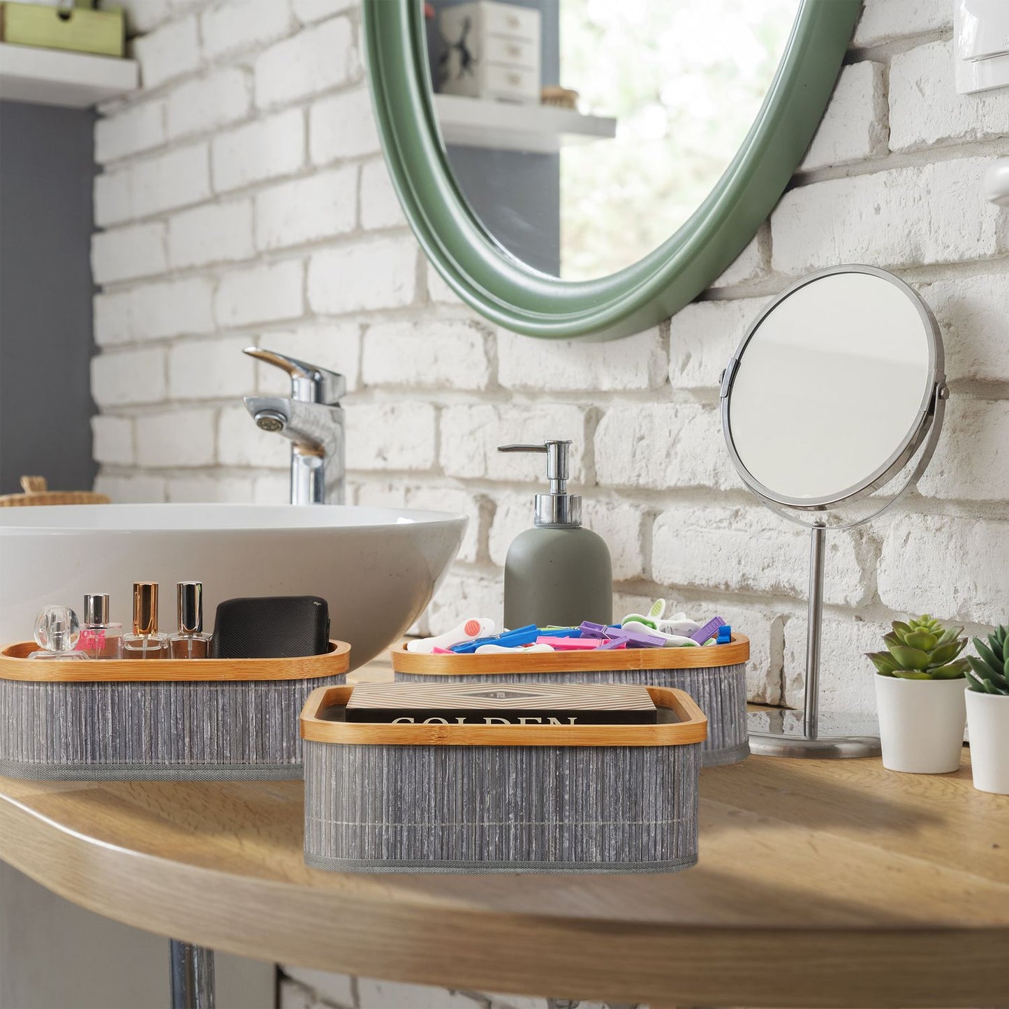 Bamboo storage baskets set of 3