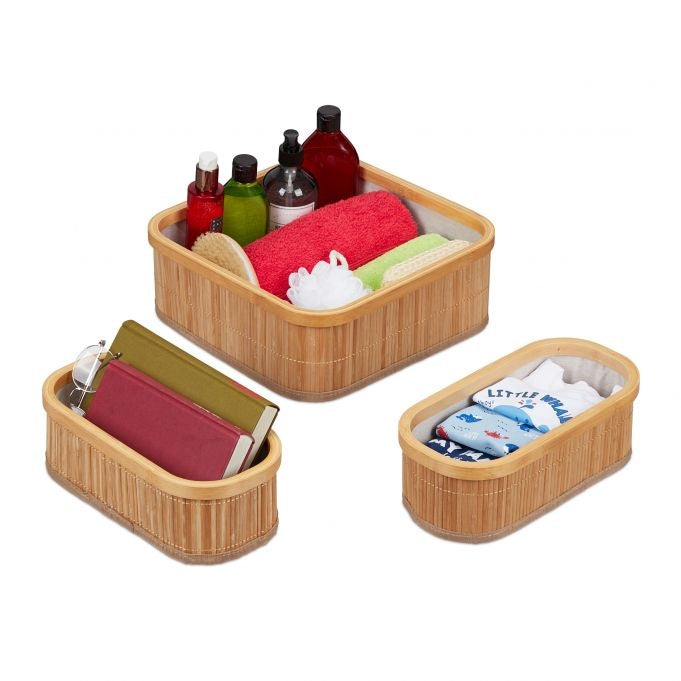 Bamboo storage baskets set of 3