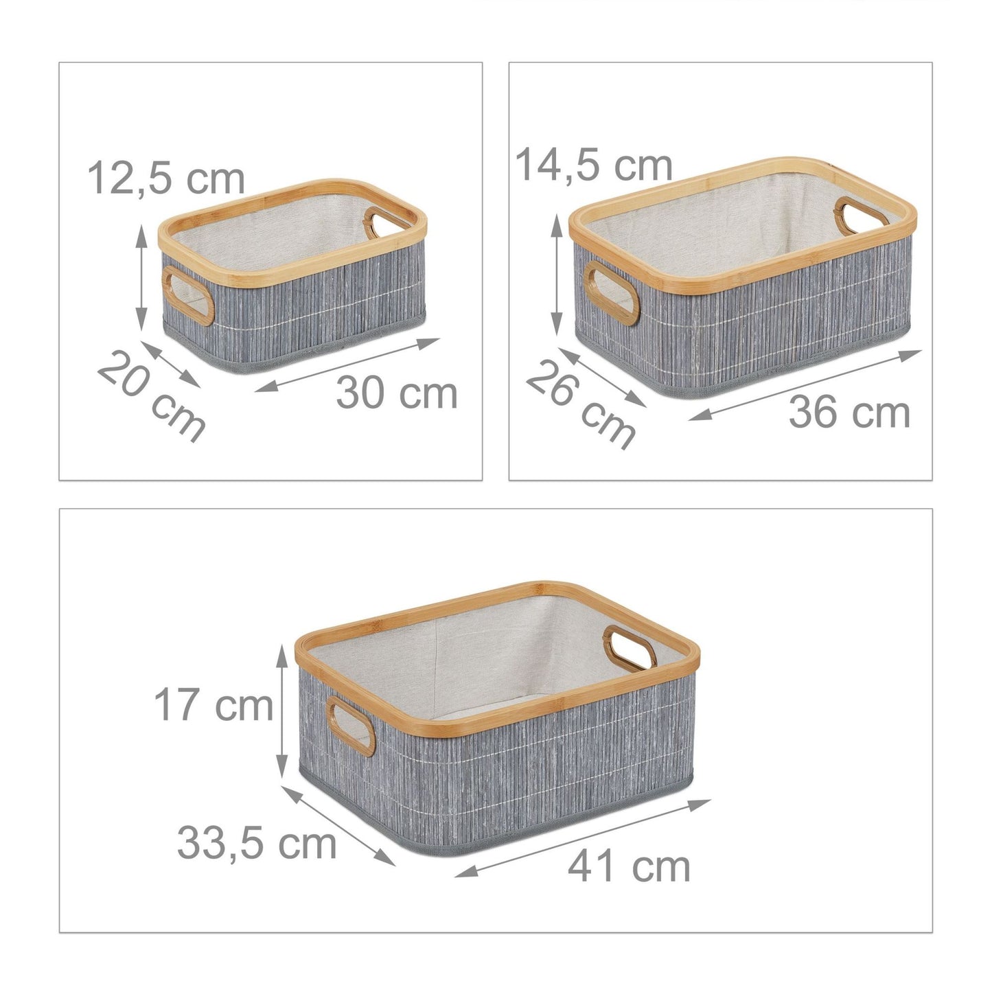 Bamboo storage baskets set of 3
