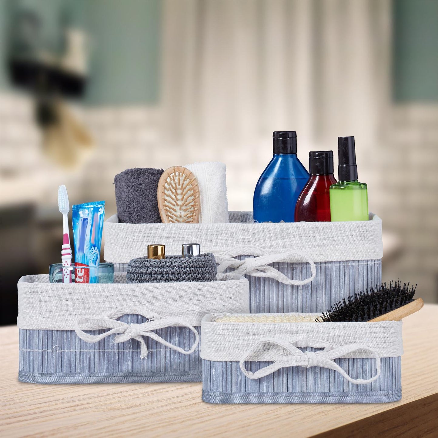 Bamboo storage baskets set of 3