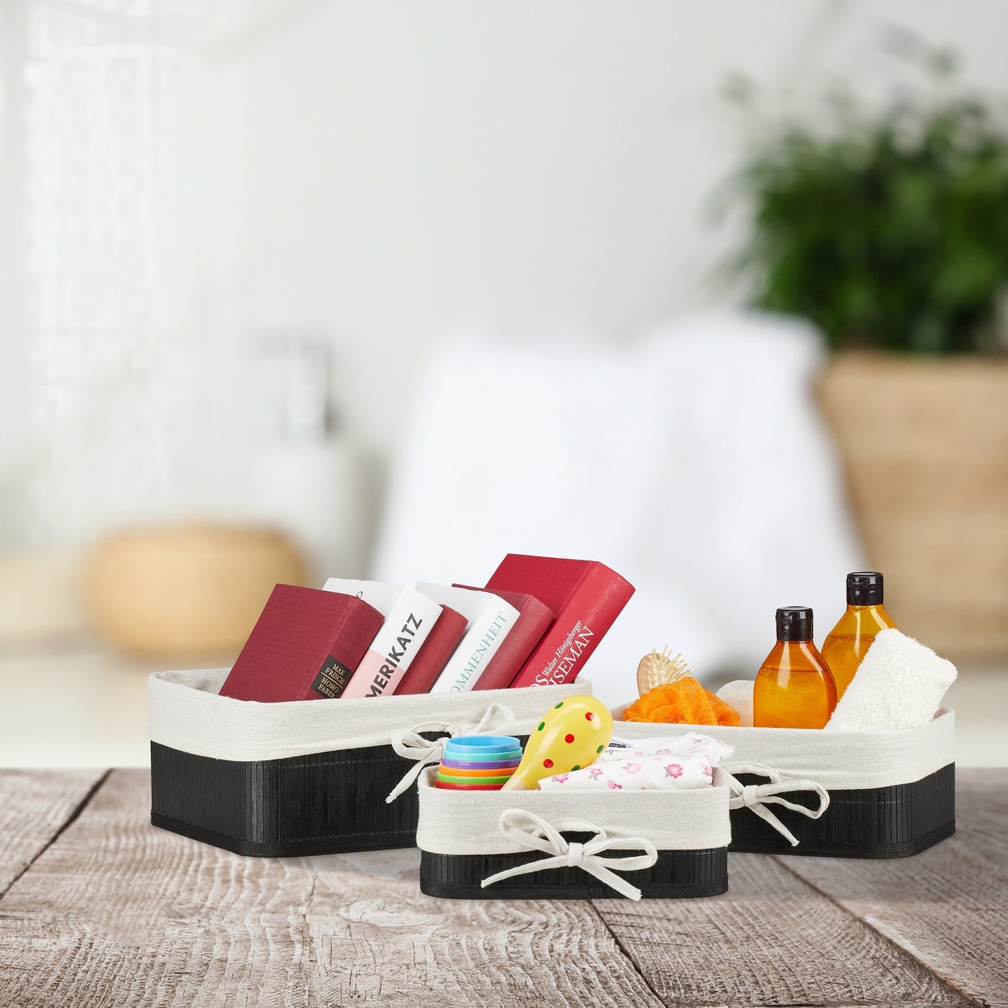 Bamboo storage baskets set of 3