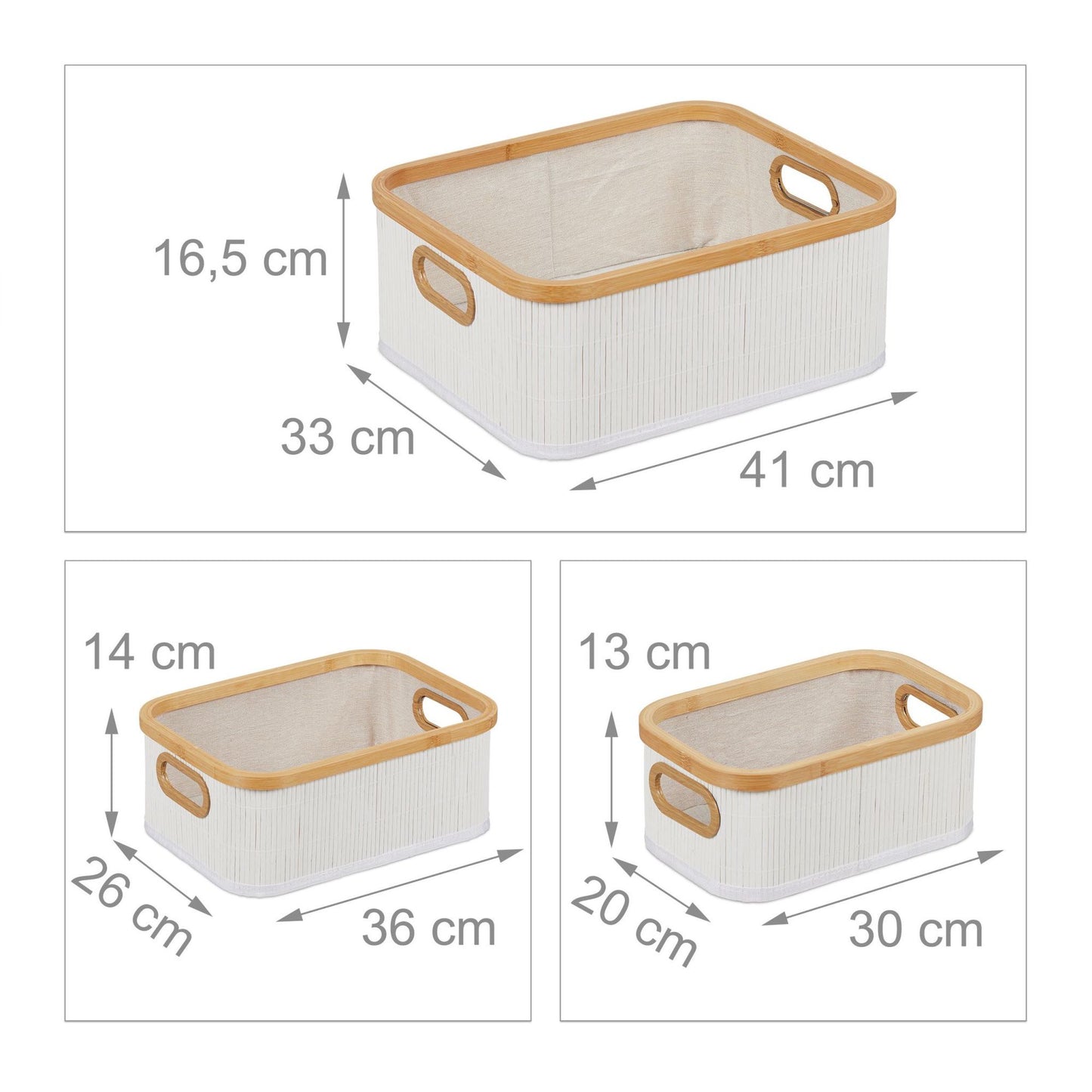 Bamboo storage baskets set of 3