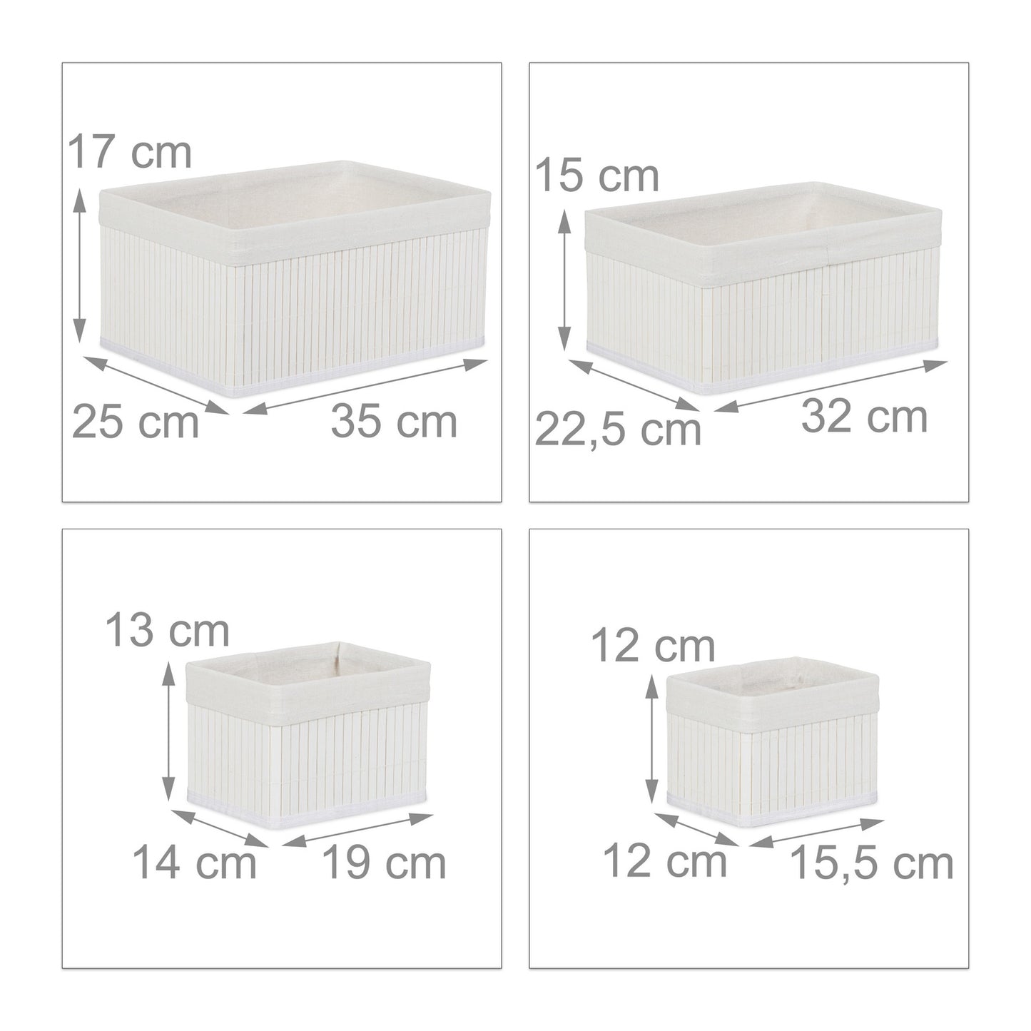 Bamboo storage baskets - set of 6