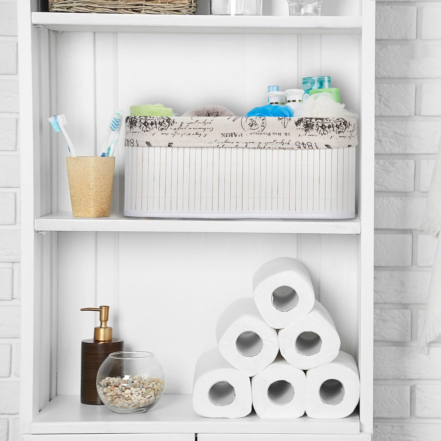 Bamboo storage basket with print