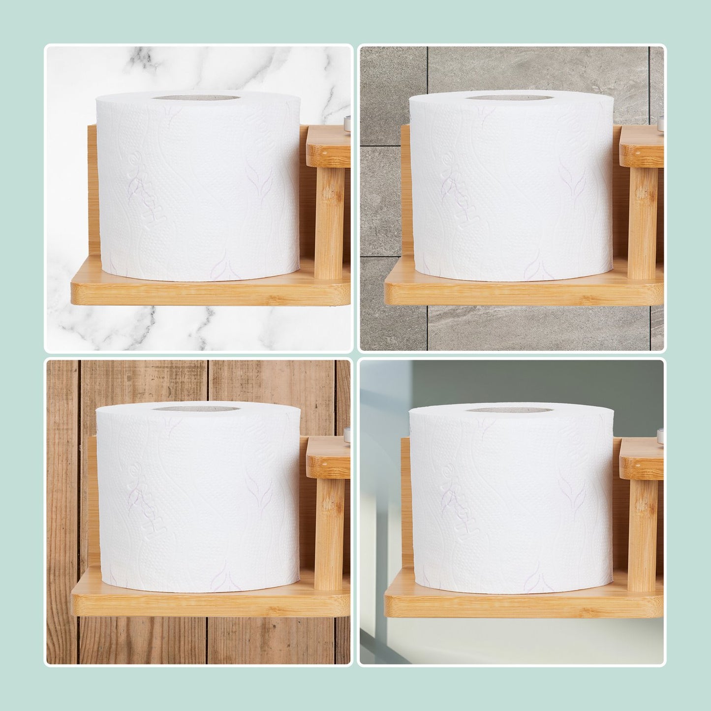 Bamboo toilet paper holder 2 shelves