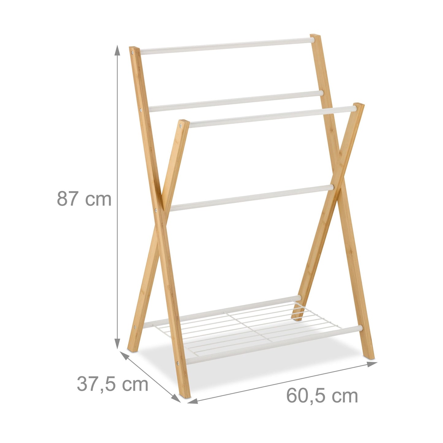 Bamboo towel rack with shelf