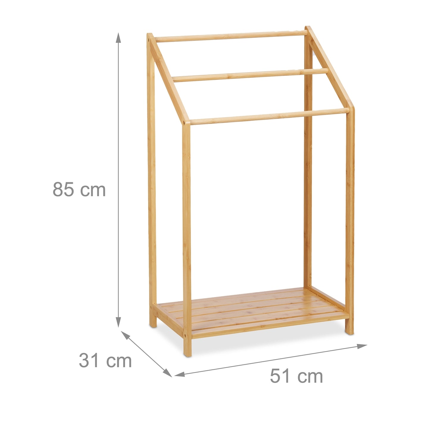 Bamboo towel rail with shelf