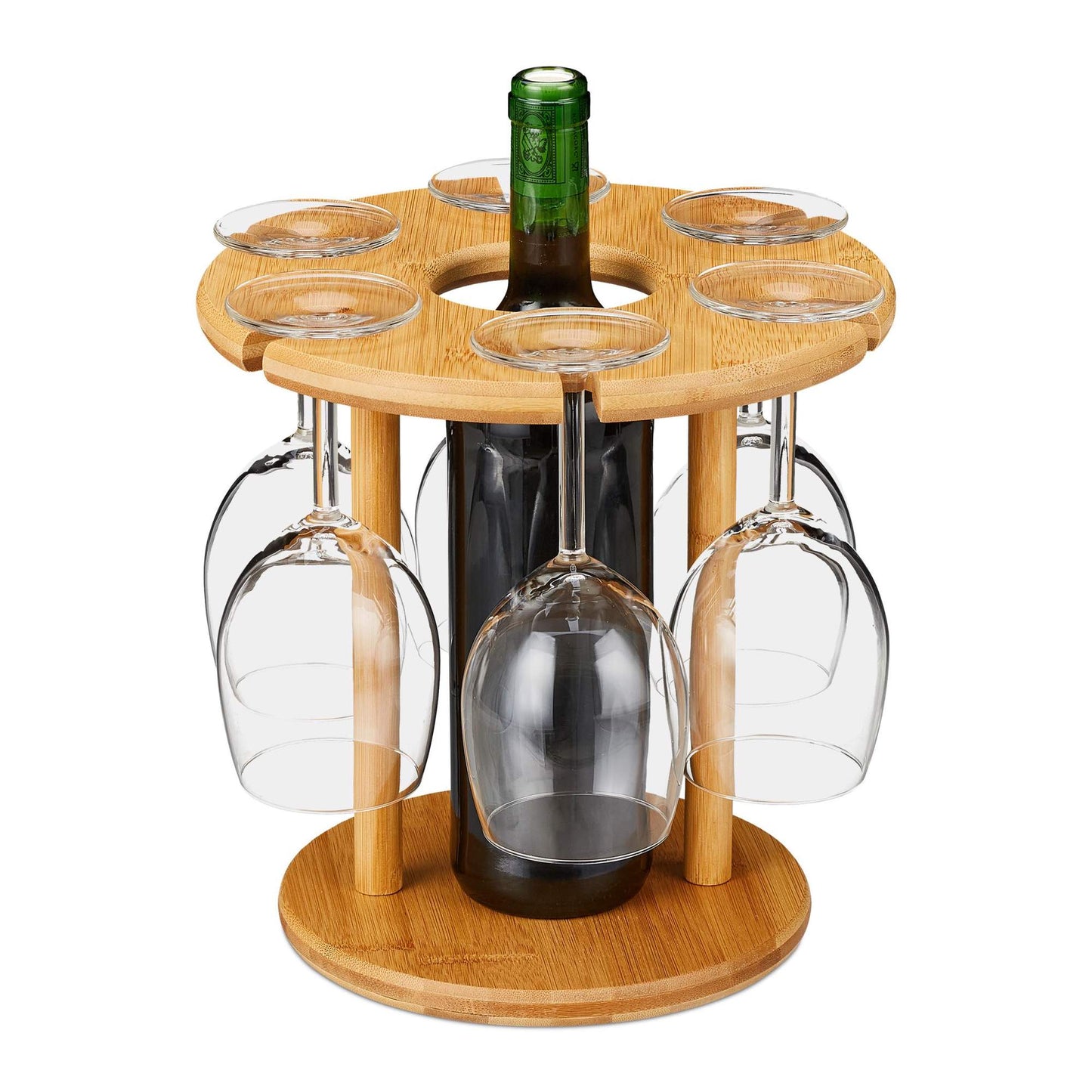 Bamboo wine glass holder for 6 glasses
