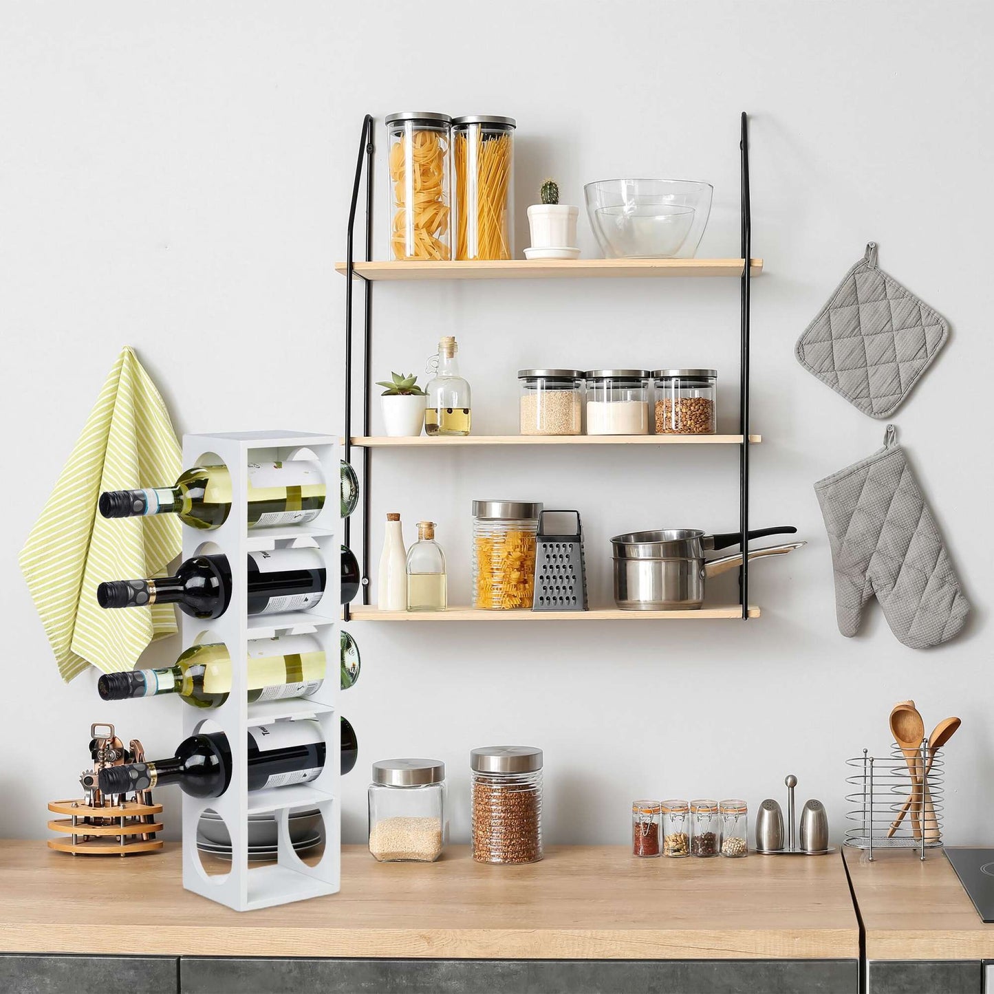 Bamboo wine rack in white