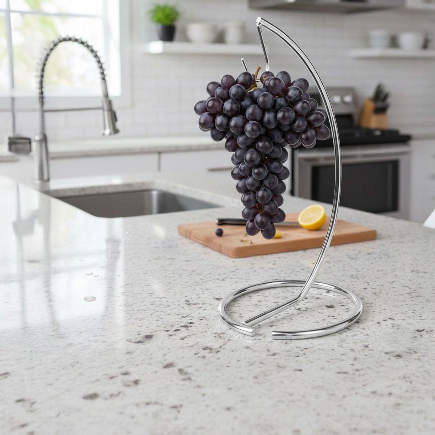 Banana Holder, Silver Metal – Prevents Bruising