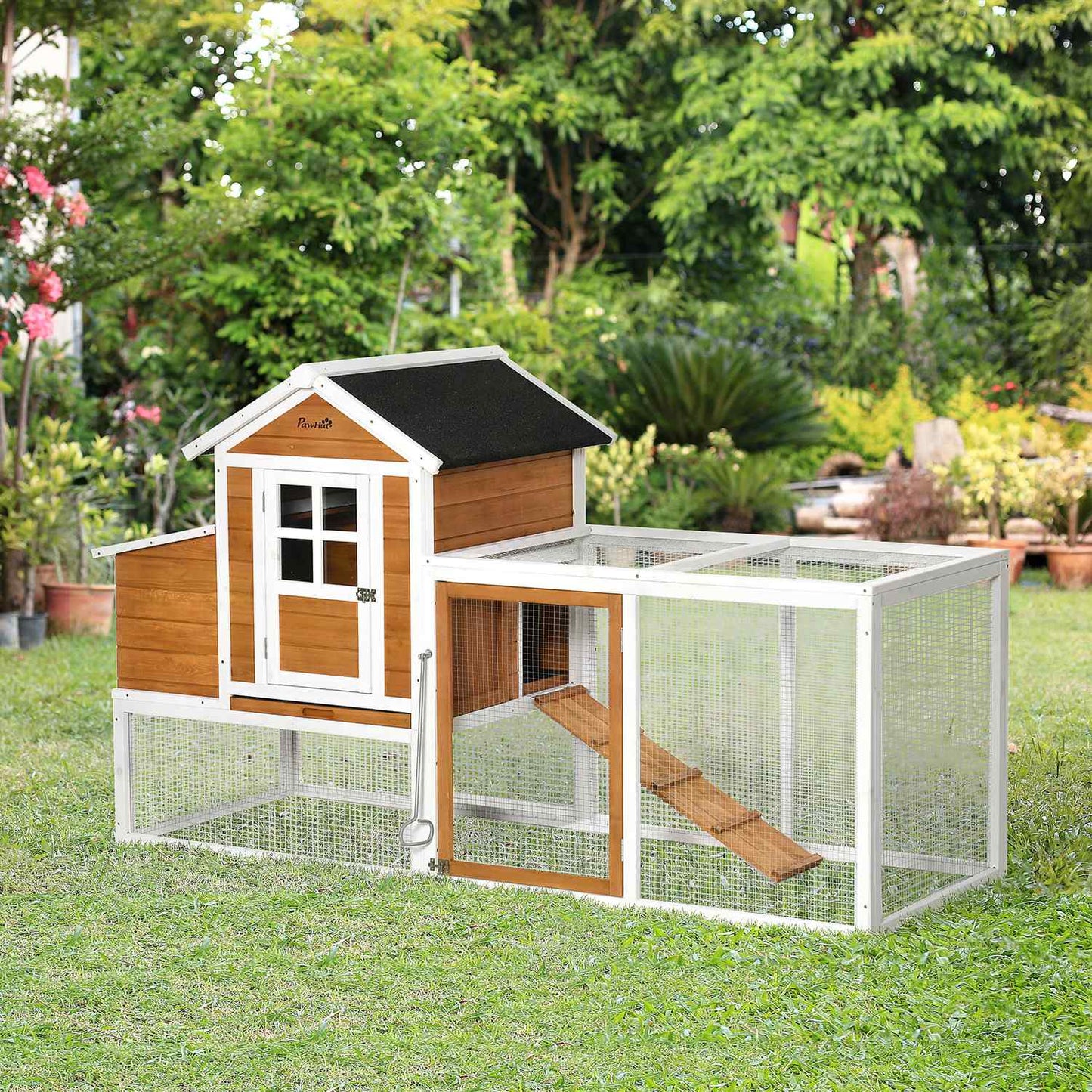 Bantam Chicken Coop with Run, Nesting Box & Asphalt Roof