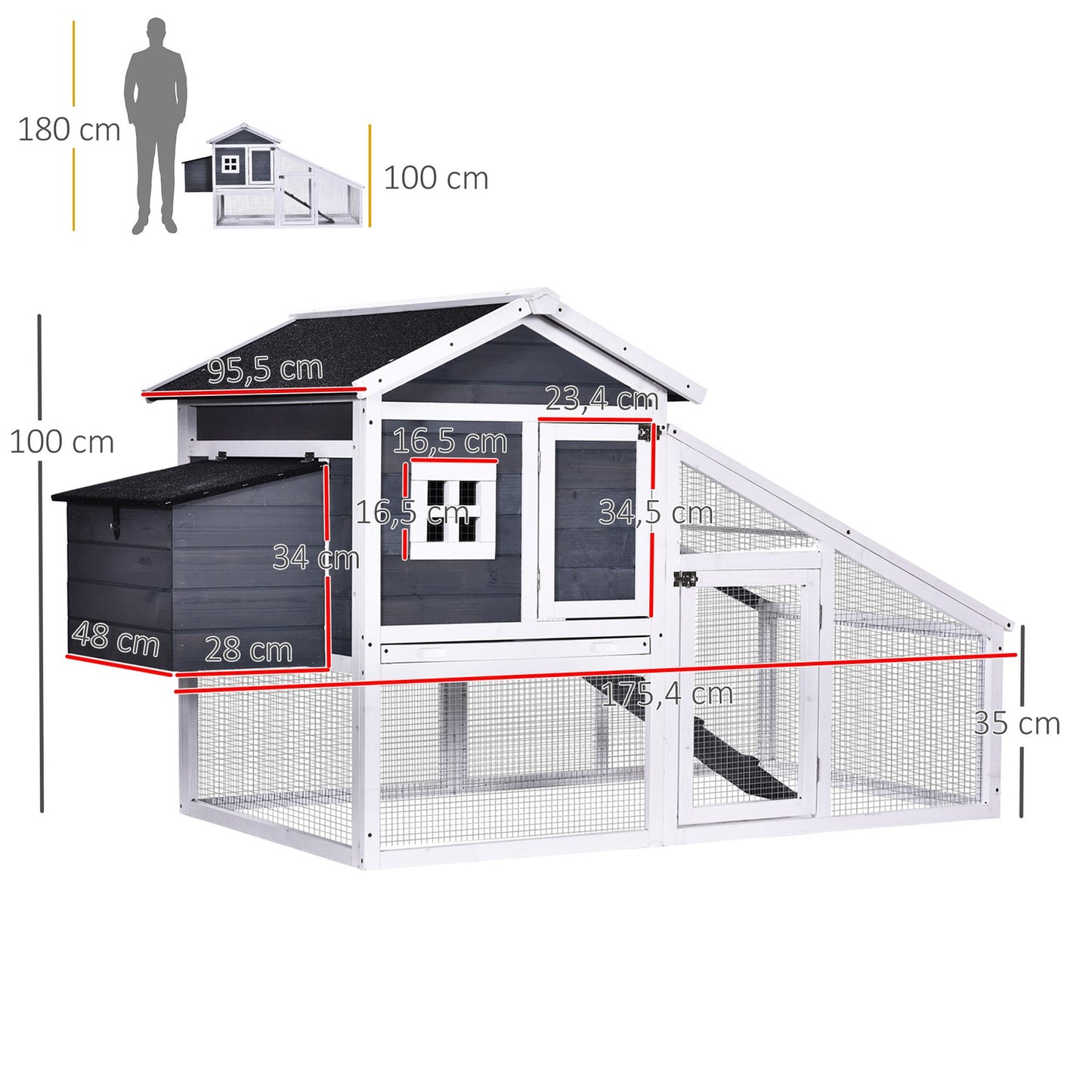 Bantam Chicken Coop With Run, Perch, Solid Wood