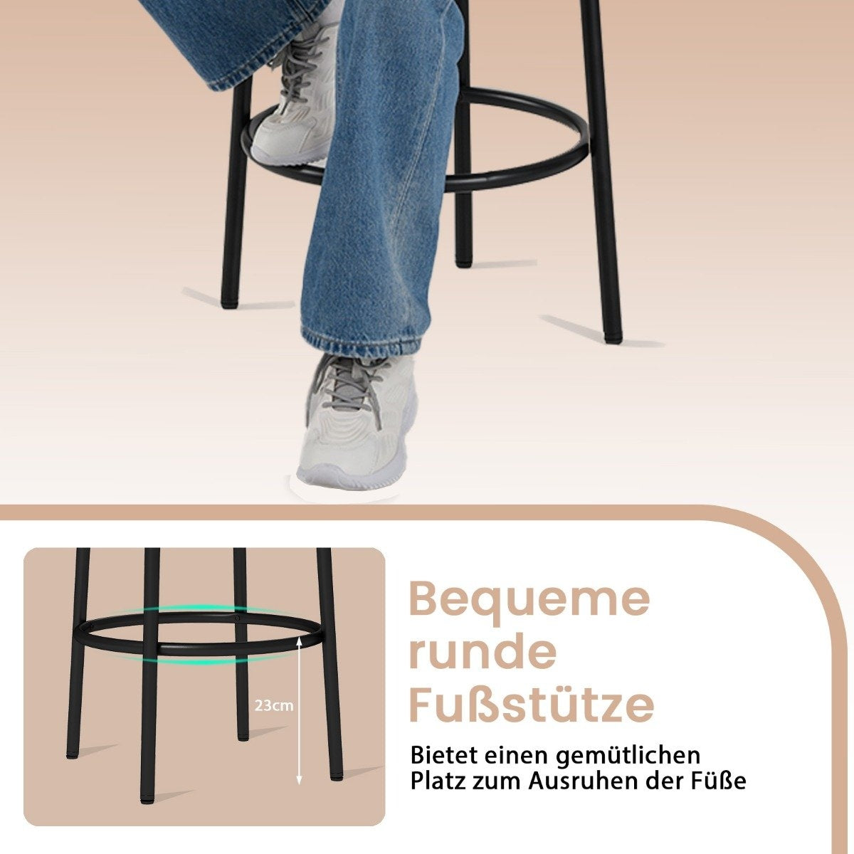 Bar Stool 68cm, Padded Seat, No Backrest, Metal Frame