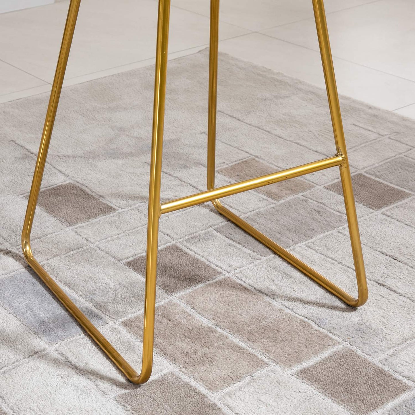 Velvet bar stool set, kitchen stools with backrest, gold/black