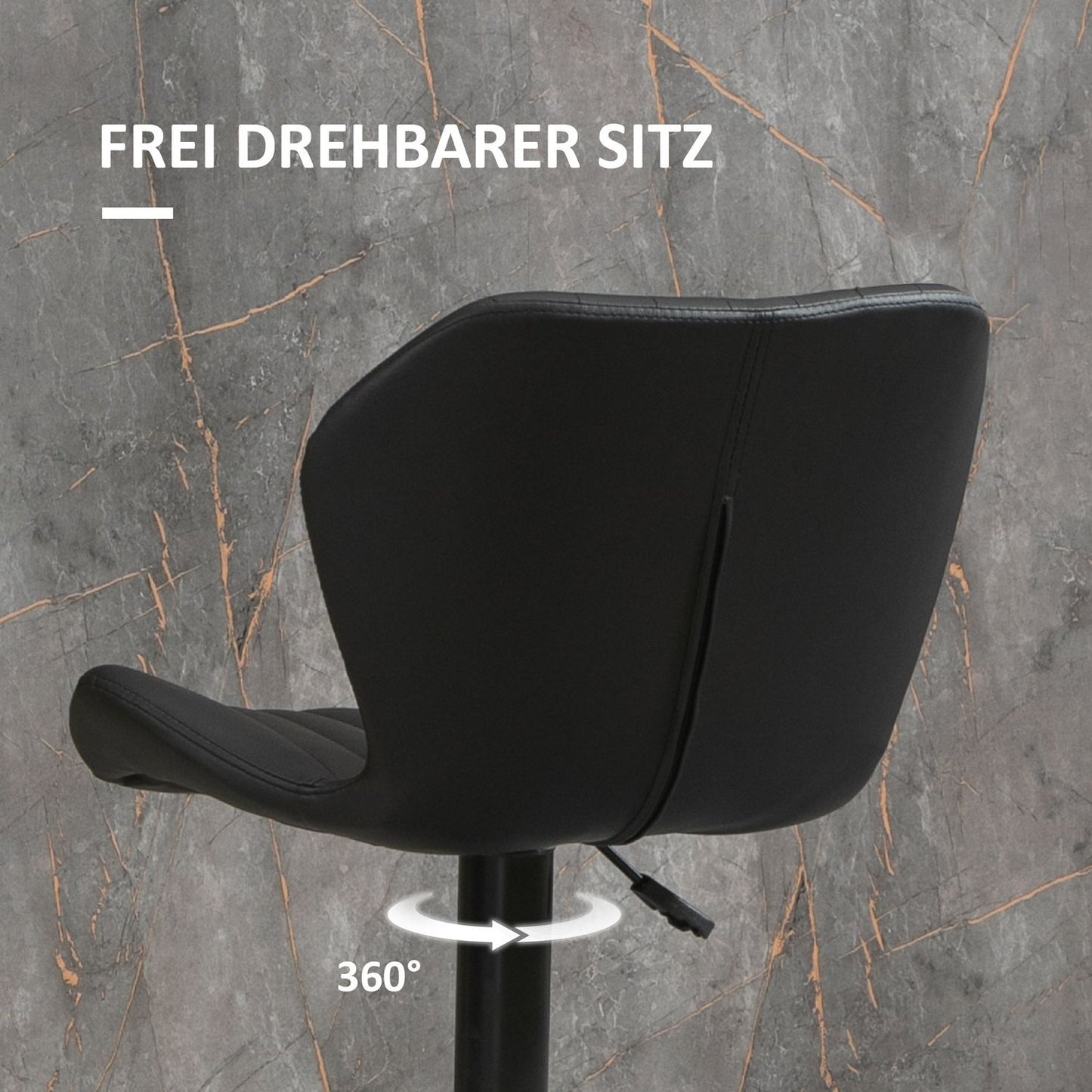 Adjustable barstools in faux leather, swivel, set of 2