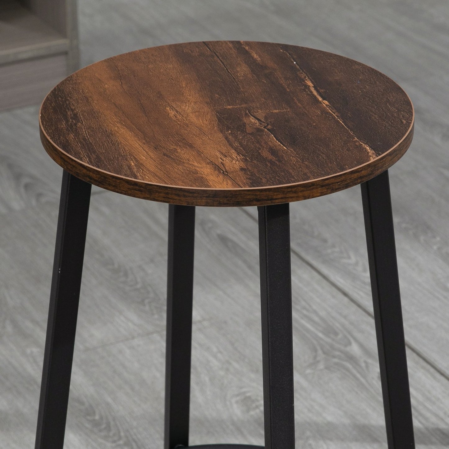 Bar stools, set of 2 - Rustic brown, industrial steel frame