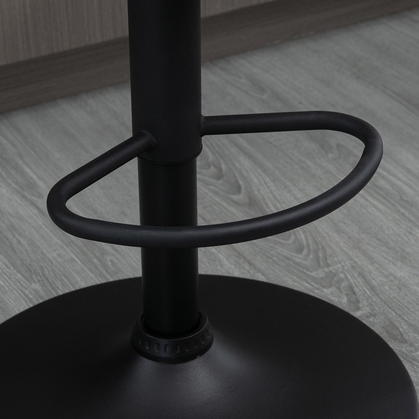 Adjustable barstools in gray artificial leather with armrests, set of 2