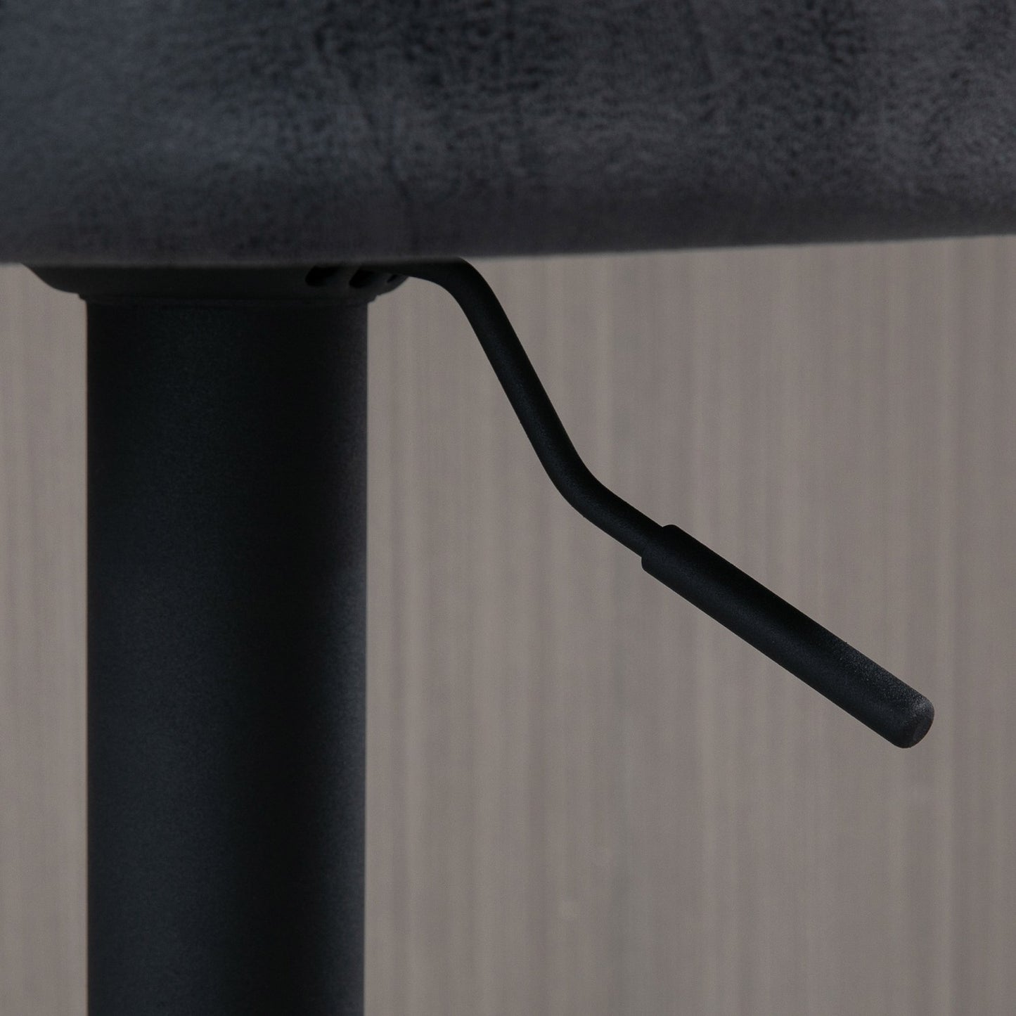 Adjustable barstools in gray artificial leather with armrests, set of 2