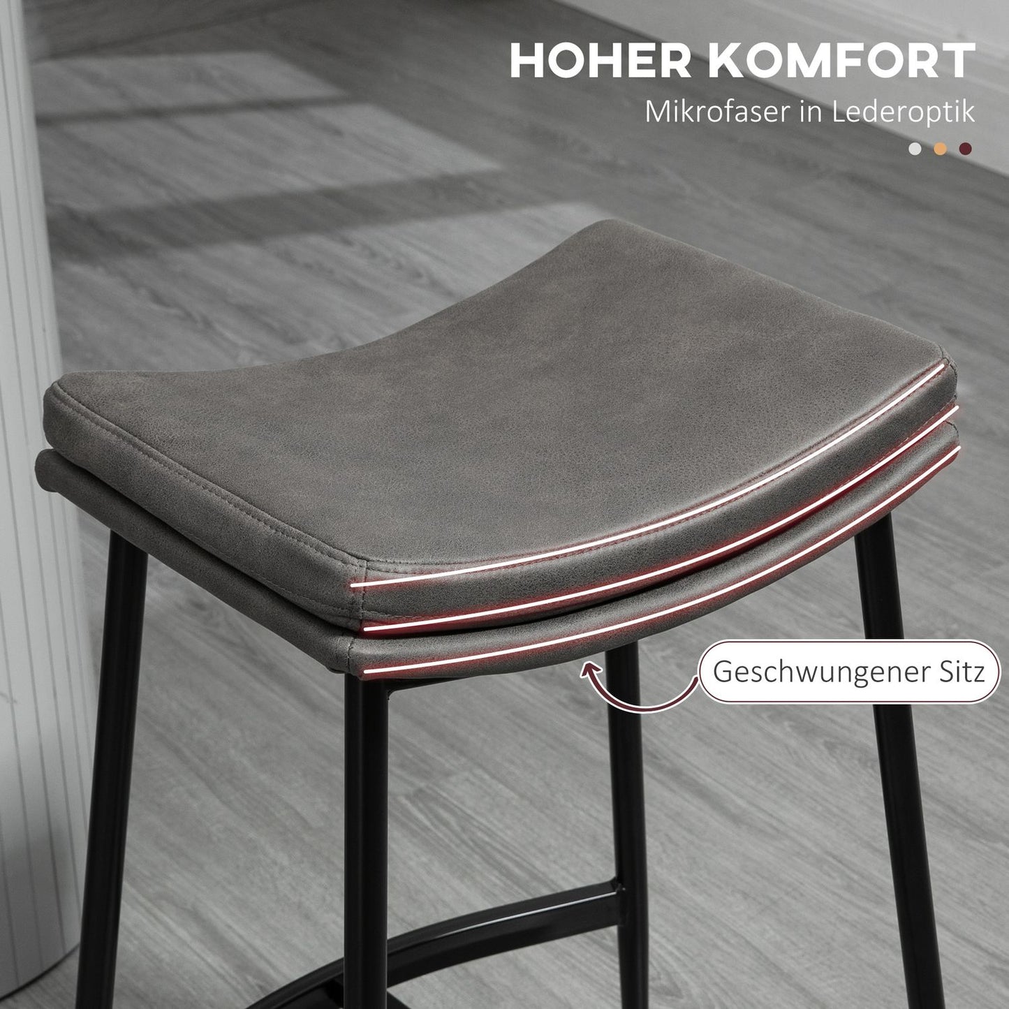 Bar Stools Set of 2, Padded Seats, Steel Frame