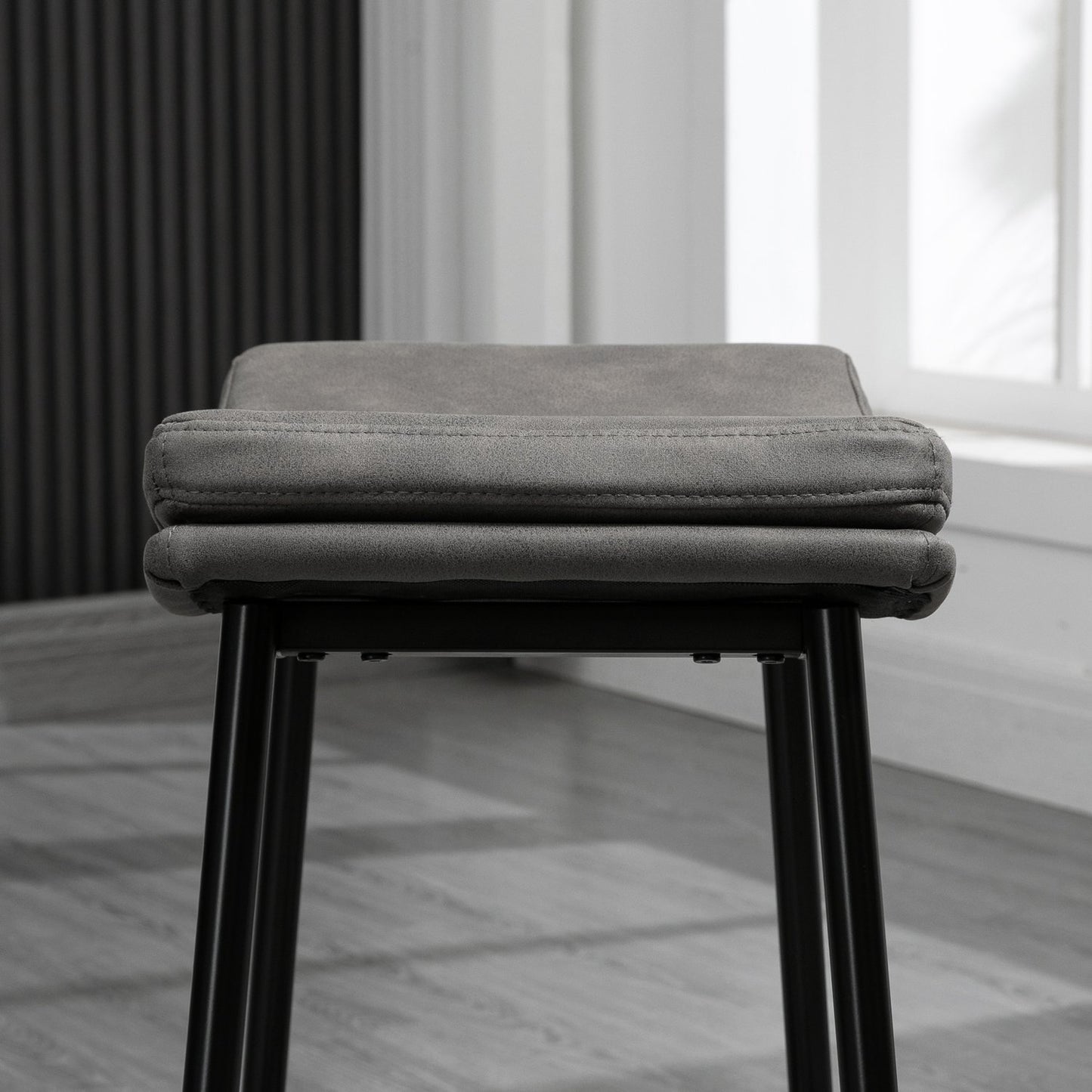 Bar Stools Set of 2, Padded Seats, Steel Frame