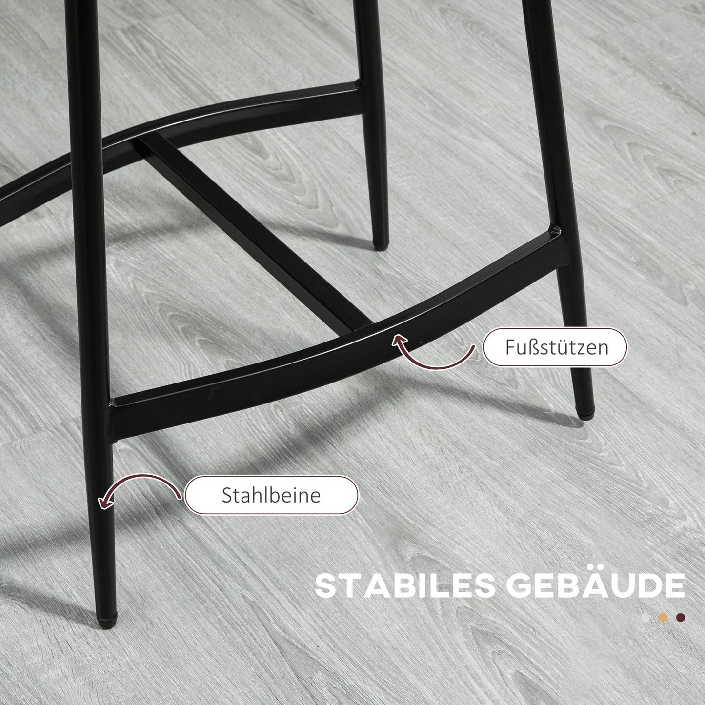 Bar Stools Set of 2, Padded Seats, Steel Frame