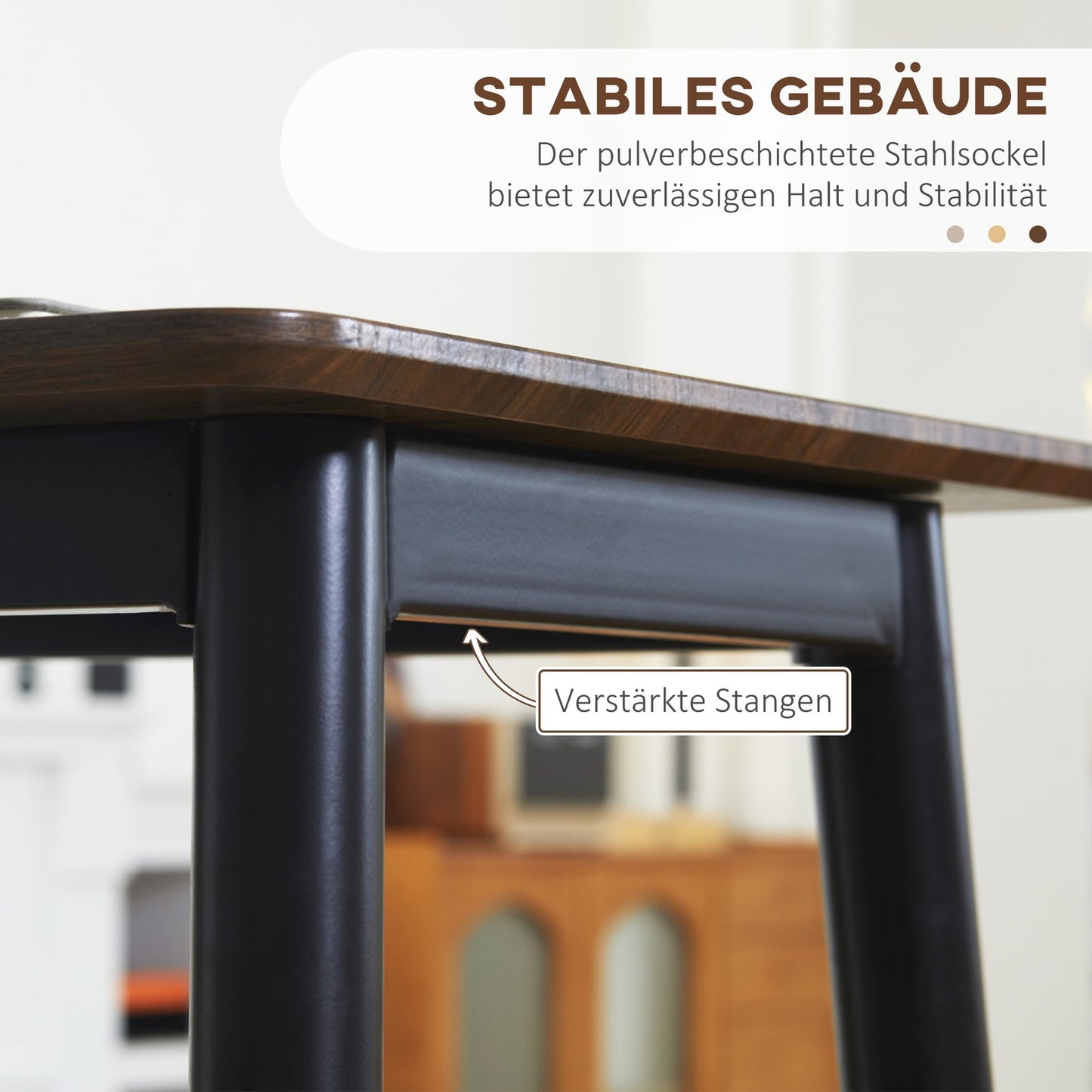 Industrial bar table with metal frame - walnut, 118x58x108cm