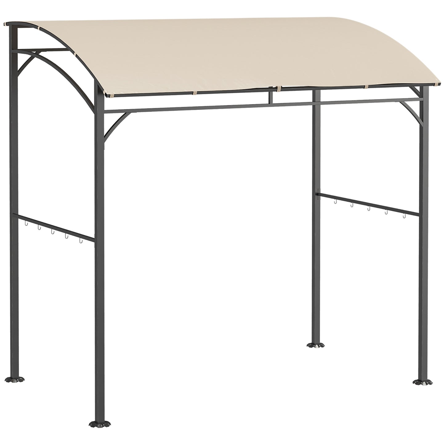Grill roof with UV-resistant rain cover, beige steel frame