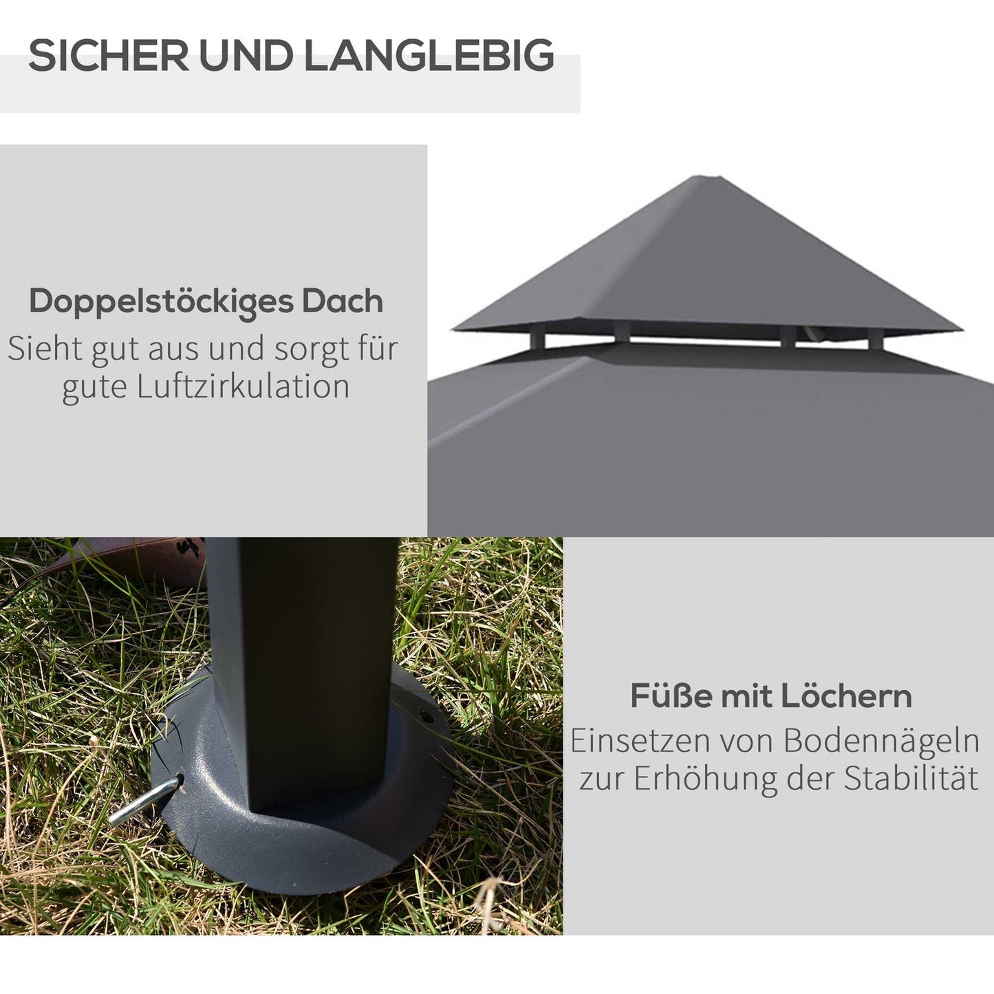 Grill Gazebo, Flame protection, Grey, 245x148x252 cm