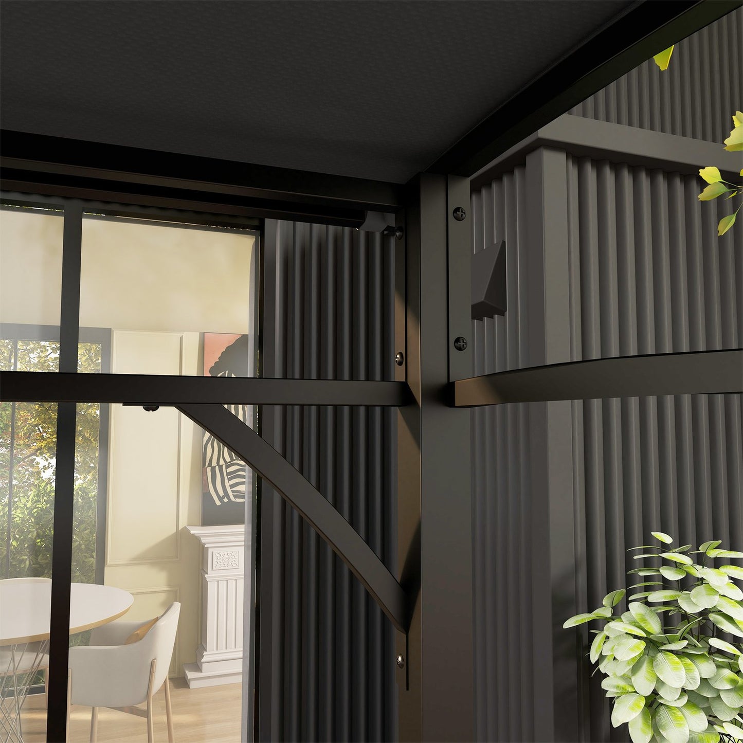 Water-resistant barbecue pavilion, curved roof, 215x150x220 cm, dark gray