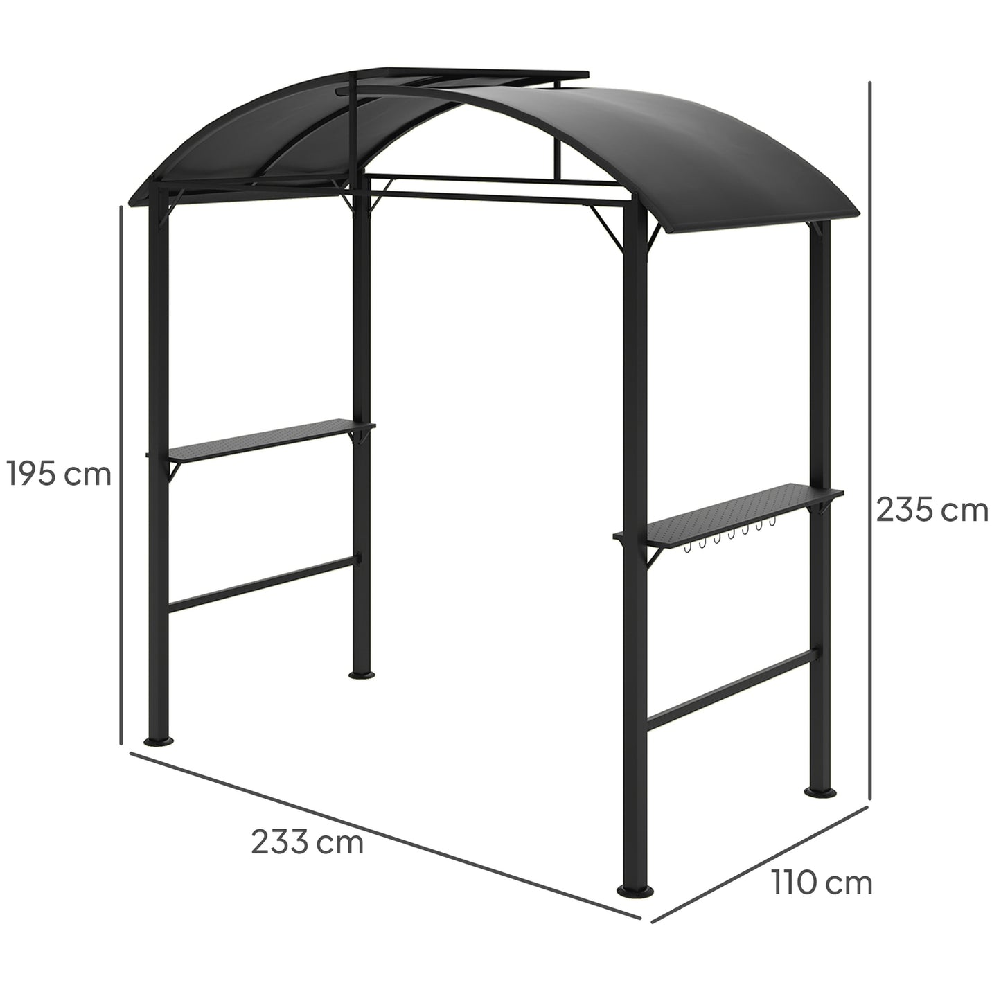 Windproof steel barbecue pavilion, double roof, UV protection
