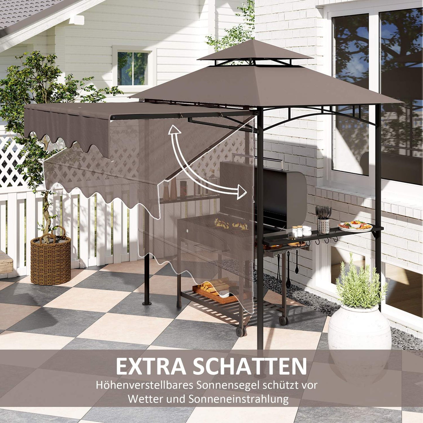BBQ Pavilion, water repellent and flame retardant, 242x149x248 cm
