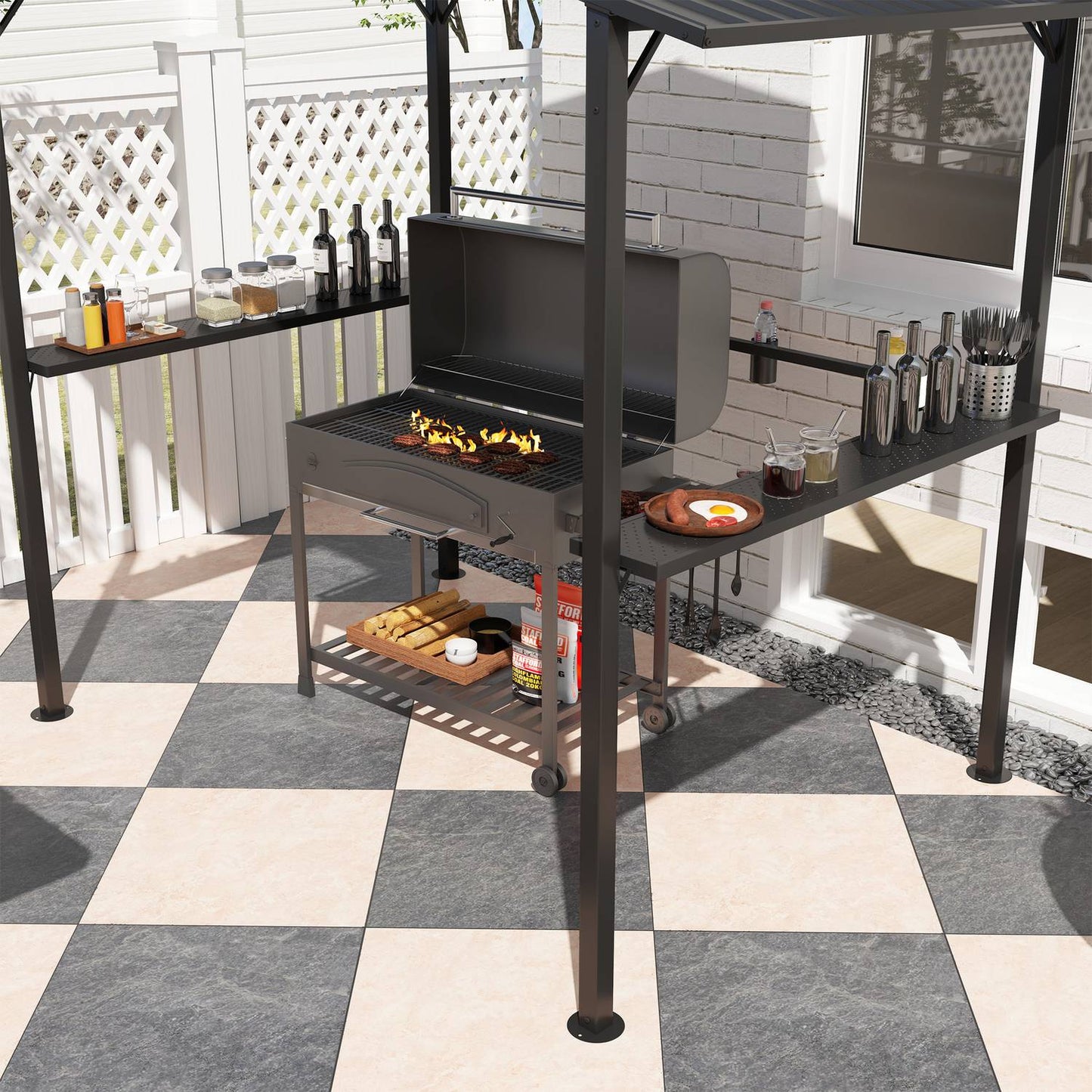 Waterproof barbecue pavilion with UV protection - 250x160x250cm